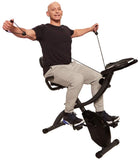 Folding Indoor Exercise Bike with Arm Resistance Bands and Heart Monitor