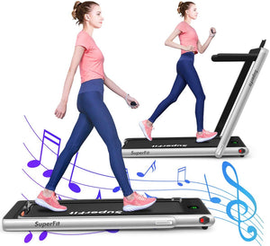 2 in 1 Folding Treadmill Dual Display with Bluetooth Speaker