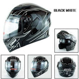 Motorcycle Helmet Unisex Double Lens Uncovered Helmet Off-road Safety Helmet Bright black and white lines_S