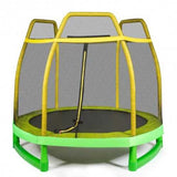 7FT Kids Trampoline W/ Safety Enclosure Net-Yellow