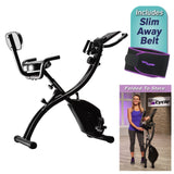 Folding Indoor Exercise Bike with Arm Resistance Bands and Heart Monitor