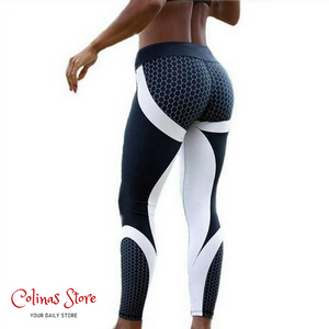 Fitness Leggings For Workout - Elastic Slim Black & White Pants - Women - Gym Hip Push Up Jogging Women Workout