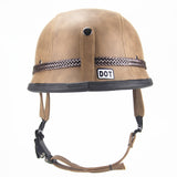 Open Face Half Leather Helmet - Vintage moto helmet style-Colinas Store